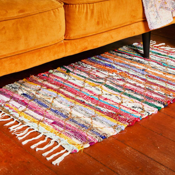 Handmade Recycled Moroccan Style Dhurrie Rug - Image 2