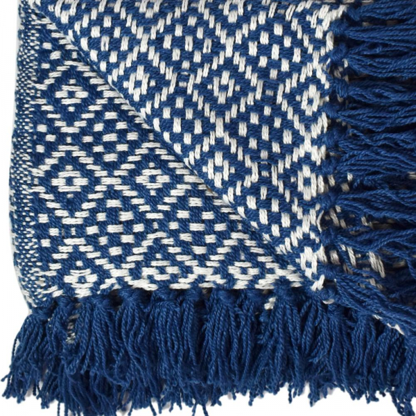 Brighter Future Blue Diamond Throw Woven from Plastic Bottles - Image 2