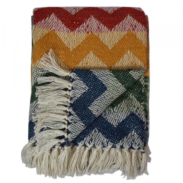 Brighter Future Rainbow Zig Zag Throw Woven from Plastic Bottles