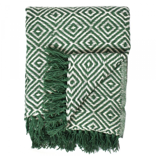 Brighter Future Green Diamond Throw Woven from Plastic Bottles