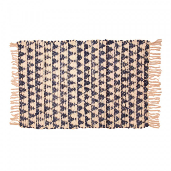 Blue Handmade Recycled Cotton Chindi Rag Rug