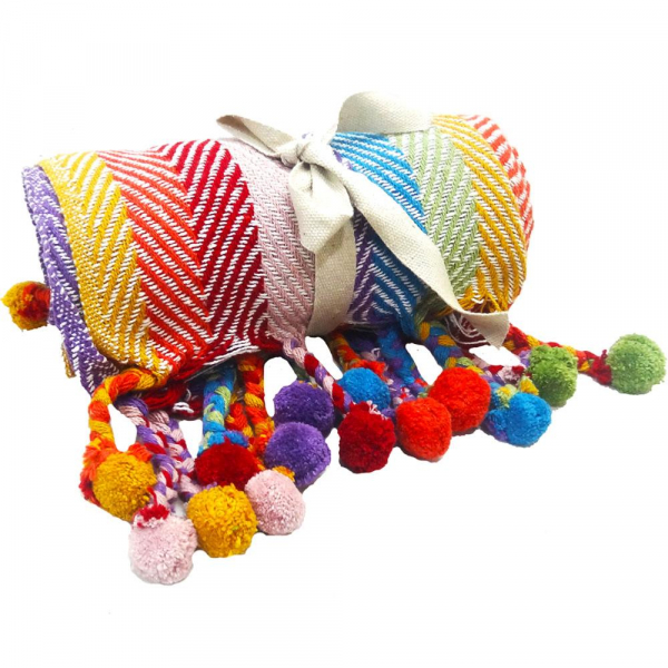 Soft Recycled Cotton Multi Coloured Throw (Stripes)