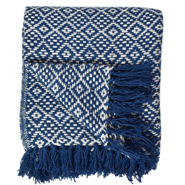 Brighter Future Blue Diamond Throw Woven from Plastic Bottles