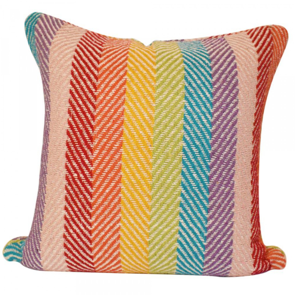 Cushion Cover Soft Recycled Cotton Multi Coloured Stripes 40x40cm